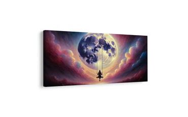 WANDBILD SCHAUKEL ZWISCHEN WOLKEN UND MOND - WANDBILDER MOND - BILDER