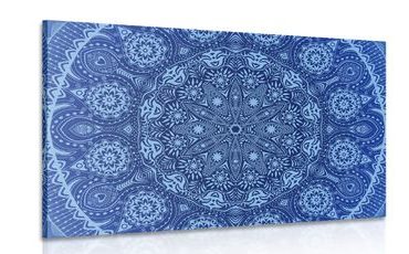 WANDBILD DEKORATIVES MANDALA MIT SPITZE IN BLAU - BILDER MIT FENG SHUI-MOTIVEN - BILDER