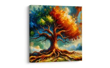 OBRAZ BAREVNÝ STROM ŽIVOTA S KOŘENY - OBRAZY STROMY ŽIVOTA - OBRAZY