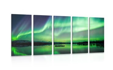 QUADRO IN 5 PARTI AURORA BOREALE - QUADRI DELLO SPAZIO E DELLE STELLE - QUADRI