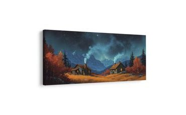 OBRAZ VÁNOČNÍ CHALUPY V HORÁCH - BAREVNÉ DOMY - OBRAZY