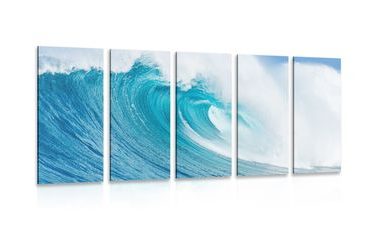 IMPRESSION SUR TOILE EN 5 PARTIES VAGUE MARINE - IMPRESSION SUR TOILE DE NATURE ET PAYSAGE - IMPRESSION SUR TOILE