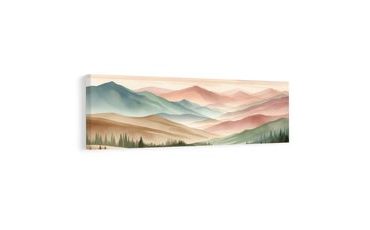TABLEAU SUR TOILE – PAYSAGE PAISIBLE AVEC MONTAGNES - TABLEAUX DE MONTAGNE - TABLEAUX