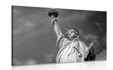 CANVAS PRINT STATUE OF LIBERTY IN BLACK AND WHITE - BLACK AND WHITE PICTURES - PICTURES