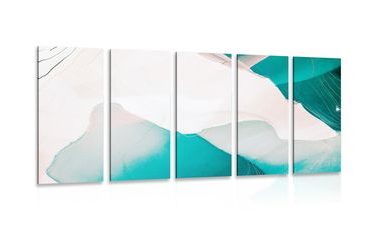 5-PIECE CANVAS PRINT MODERN BLUE ABSTRACTION - ABSTRACT PICTURES - PICTURES