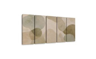TABLEAU EN 5 PARTIES – ABSTRACTION DÉLICATE AUX TONS TERREUX - IMAGES FORMES ABSTRAITES - TABLEAUX