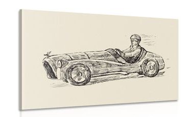 OBRAZ ZÁVODNÍ AUTO V RETRO PROVEDENÍ - VINTAGE A RETRO OBRAZY - OBRAZY