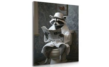 OBRAZ MÝVAL S NOVINAMI NA ZÁCHODĚ - OBRAZY ZVÍŘAT - OBRAZY