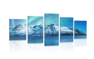 IMPRESSION SUR TOILE EN 5 PARTIES ARCTIC NORTHERN LIGHTS - IMPRESSION SUR TOILE DE NATURE ET PAYSAGE - IMPRESSION SUR TOILE