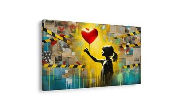 OBRAZ DÍVKA SRDCE A BALÓN - OBRAZY ŽENY - OBRAZY