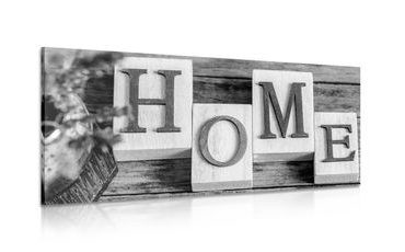 CANVAS PRINT THE LETTERS HOME IN BLACK AND WHITE - BLACK AND WHITE PICTURES - PICTURES
