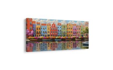 OBRAZ PESTROBAREVNÁ ARCHITEKTURA MĚSTA - BAREVNÉ DOMY - OBRAZY