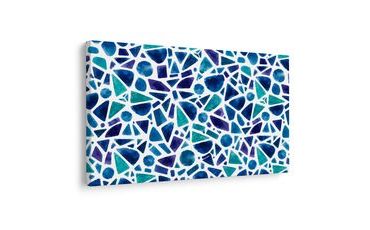 TABLEAU SUR TOILE – MOSAÏQUE AQUARELLE DE FORMES BLEUES - IMAGES FORMES ABSTRAITES - TABLEAUX