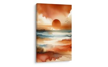 OBRAZ CZERWONA POŚWIATA NAD MORZEM - OBRAZY WSCHODU I ZACHODU SŁOŃCA - OBRAZY