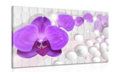 WANDBILD ORCHIDEE AUF ABSTRAKTEM HINTERGRUND - BILDER BLUMEN - BILDER