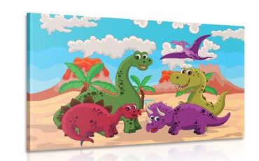 CANVAS PRINT WORLD OF DINOSAURS - CHILDRENS PICTURES - PICTURES