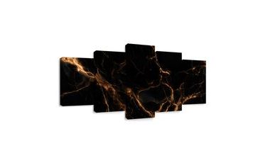 TABLEAU EN 5 PARTIES – VEINES DORÉES DANS L’OBSCURITÉ - TABLEAUX EN MARBRE - TABLEAUX