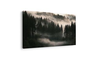 TABLEAU SUR TOILE – FORÊT PAISIBLE DANS LA BRUME - TABLEAUX FORÊT - TABLEAUX