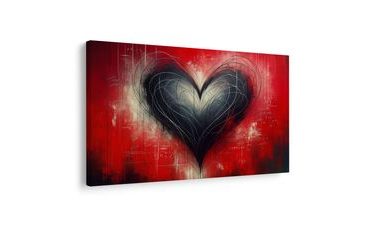 OBRAZ SRDCE NA ČERVENÉM POZADÍ - OBRAZY LÁSKA - OBRAZY