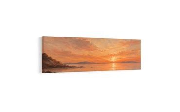 TABLEAU SUR TOILE – CIEL DORÉ AU-DESSUS DE LA CÔTE - TABLEAUX LEVER ET COUCHER DE SOLEIL - TABLEAUX