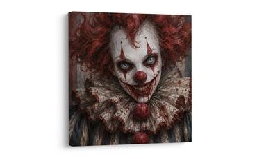QUADRO SU TELA – CLOWN HORROR DAL SORRISO AGGHIACCIANTE - QUADRI HALLOWEEN E HORROR - STAMPE E QUADRI