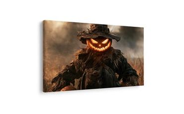 WANDBILD GRUSELIGER KÜRBIS-SCHRECK BEI DÄMMERUNG - HALLOWEEN- UND HORROR-BILDER - BILDER