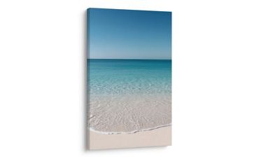 TABLEAU SUR TOILE – VAGUES DÉLICATES SUR RIVAGE CLAIR - TABLEAUX DE LA MER ET DE LA PLAGE - TABLEAUX