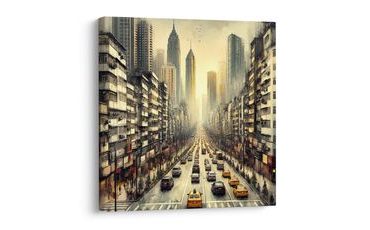 OBRAZ RUCH VELKOMĚSTA V PODVEČER - OBRAZY MĚSTA - OBRAZY