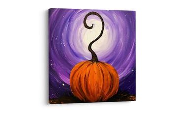 QUADRO SU TELA – ZUCCA ARANCIONE NEL VORTICE - QUADRI HALLOWEEN E HORROR - STAMPE E QUADRI