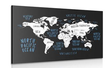 CANVAS PRINT MAP OF THE WORLD IN A MODERN DESIGN - PICTURES OF MAPS - PICTURES