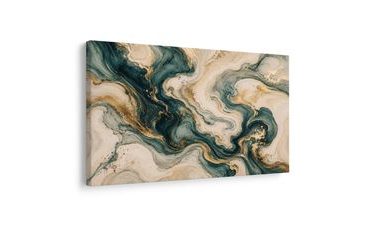 WANDBILD ABSTRAKTER TÜRKISER MARMOR MIT GOLD - MARMOR-WANDBILDER - BILDER