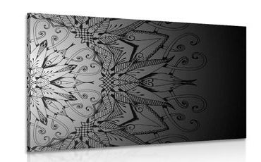 CANVAS PRINT MANDALA IN BLACK AND WHITE - BLACK AND WHITE PICTURES - PICTURES