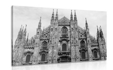 CANVAS PRINT CATHEDRAL IN MILAN IN BLACK AND WHITE - BLACK AND WHITE PICTURES - PICTURES