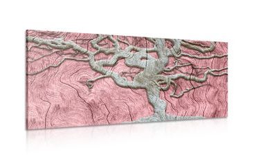 IMPRESSION SUR TOILE ARBRE ABSTRAIT SUR BOIS AVEC CONTRASTE ROSE - IMPRESSIONS SUR TOILE ARBRES ET FEUILLES - IMPRESSION SUR TOILE