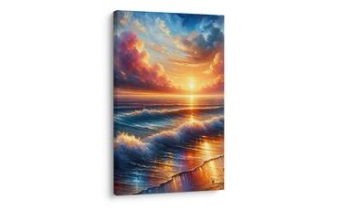 QUADRO SU TELA – ONDE MARINE E SOLE - QUADRI ALBA E TRAMONTO - STAMPE E QUADRI