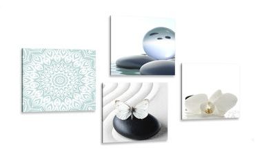 CANVAS PRINT SET FENG SHUI IN SOFT TONES - SET OF PICTURES - PICTURES