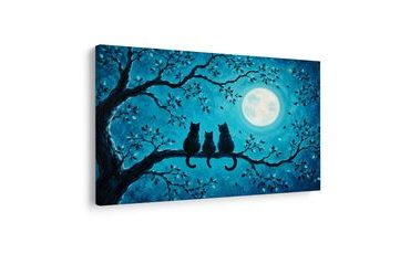 WANDBILD KATZEN IM MONDSCHEIN - HALLOWEEN- UND HORROR-BILDER - BILDER