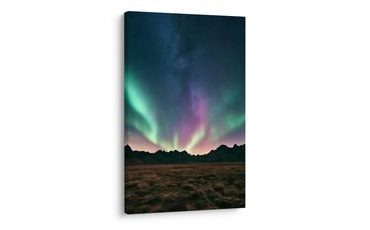TABLEAU SUR TOILE – CIEL NOCTURNE AVEC AURORE BORÉALE - TABLEAUX DES AURORES BORÉALES - TABLEAUX