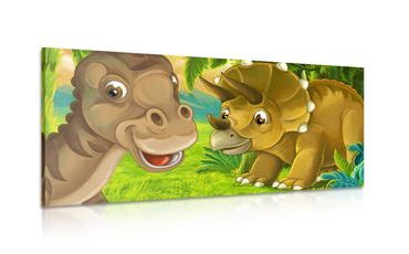 CANVAS PRINT HAPPY DINOSAURS - CHILDRENS PICTURES - PICTURES