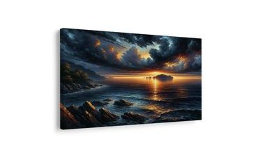 OBRAZ DRAMATICKÝ ZÁPAD SLUNCE NAD MOŘEM - OBRAZY MOŘE A PLÁŽ - OBRAZY