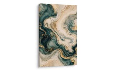 TABLEAU SUR TOILE – LIGNES DORÉES DANS LE MARBRE BLEU - TABLEAUX EN MARBRE - TABLEAUX