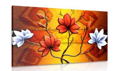 CANVAS PRINT FLOWERS IN ETHNIC STYLE - ABSTRACT PICTURES - PICTURES