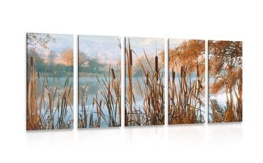 5-TEILIGES WANDBILD FLUSS INMITTEN HERBSTLICHER NATUR - BILDER VON NATUR UND LANDSCHAFT - BILDER