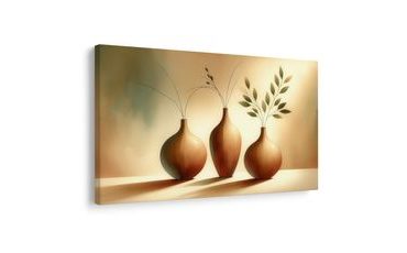 WANDBILD DREI VASEN IM WARMEN LICHT - BOTANISCHE BILDER - BILDER