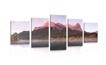 IMPRESSION SUR TOILE EN 5 PARTIES COUCHER DE SOLEIL SUR LES DOLOMITES - IMPRESSION SUR TOILE DE NATURE ET PAYSAGE - IMPRESSION SUR TOILE