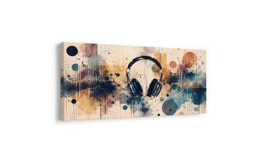 WANDBILD KOPFHÖRER UND ABSTRAKTER KLANG - MUSIKBILDER - BILDER
