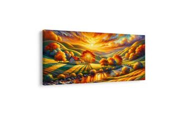 OBRAZ ZLATÉ PODZIMNÍ ÚDOLÍ - OBRAZY VÝCHOD A ZÁPAD SLUNCE - OBRAZY