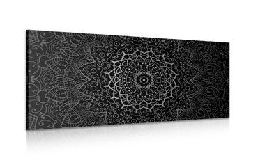 CANVAS PRINT VINTAGE MANDALA IN INDIAN STYLE IN BLACK AND WHITE - BLACK AND WHITE PICTURES - PICTURES