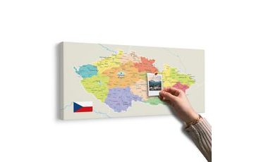 WANDBILD AUF KORK STILVOLLE KARTE VON TSCHECHIEN MIT FLAGGE - WANDBILDER AUF KORK - BILDER