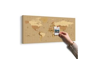 OBRAZ NA KORKU MAPA ŚWIATA W KOLORZE BEŻOWYM - OBRAZY NA KORKU - OBRAZY